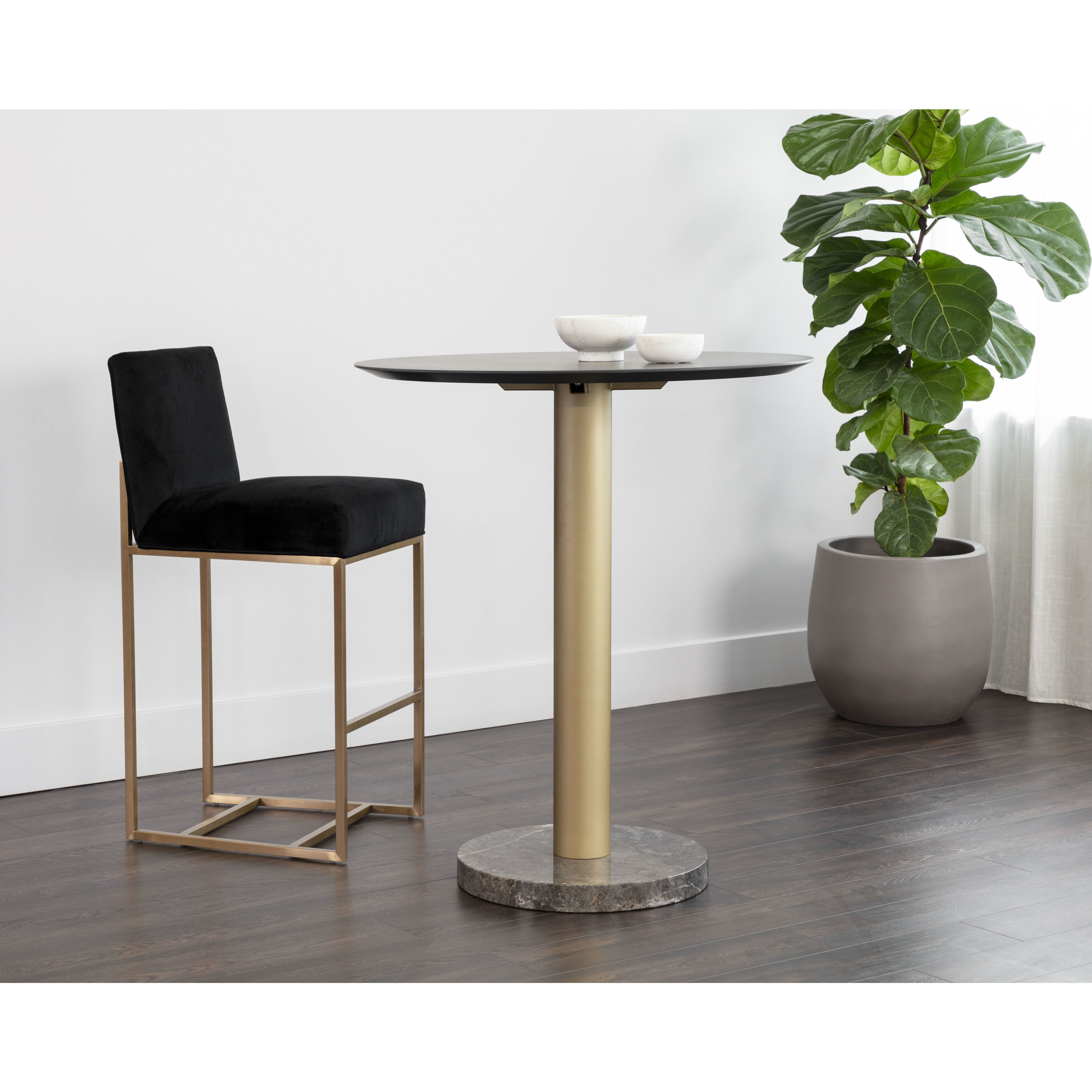 Monaco Gold / Grey Marble / Charcoal Grey Bar Table